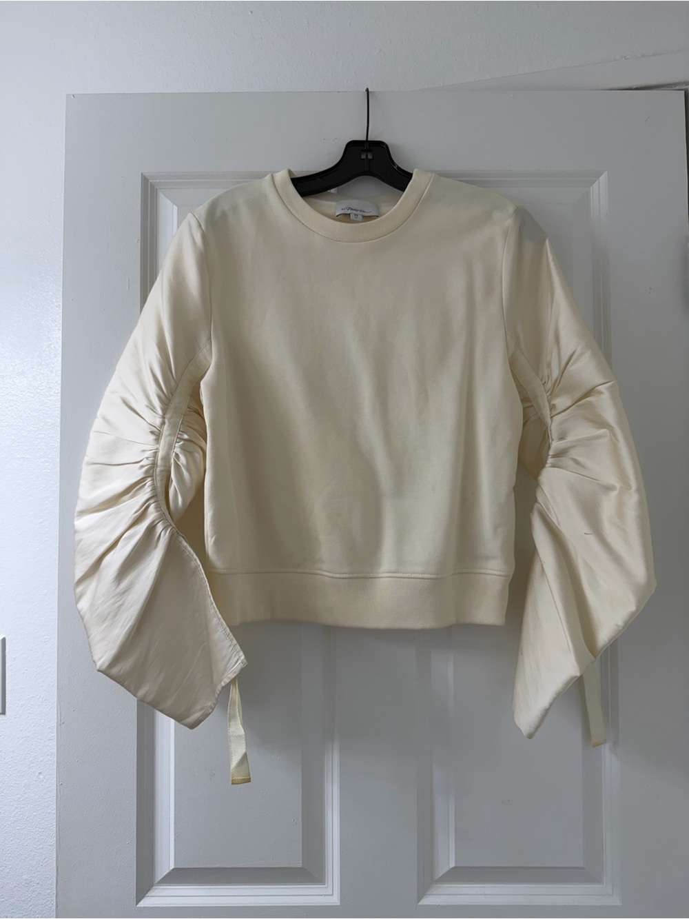 3.1 Phillip Lim Cream Ruched-Sleeve Sweatshirt